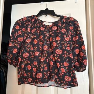 The Great Floral Black and Pink Top